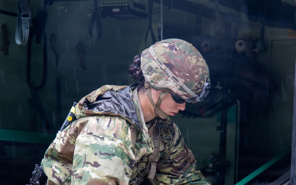Soldiers Participate in the EFMB portion During E3B Testing