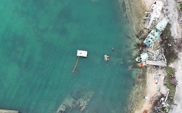 Drone view of damaged vessels at Smiling Cove