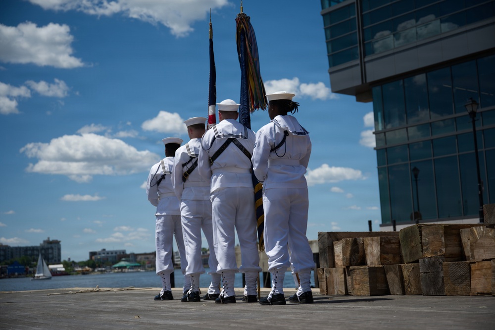 Sailors Present Colors at Sail 250 Maryland Press Conference