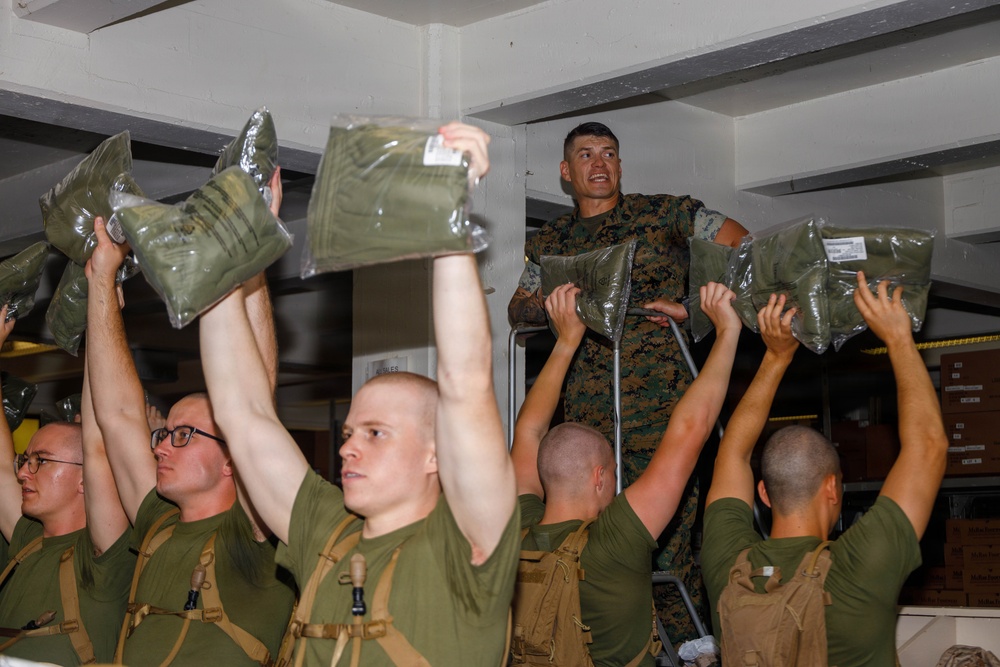 U.S. Marine Officer Candidates with OCS conduct Initial Uniform Issue