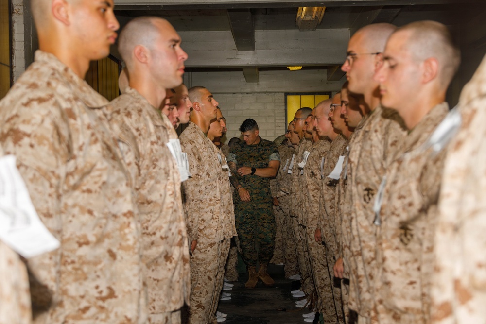 U.S. Marine Officer Candidates with OCS conduct Initial Uniform Issue