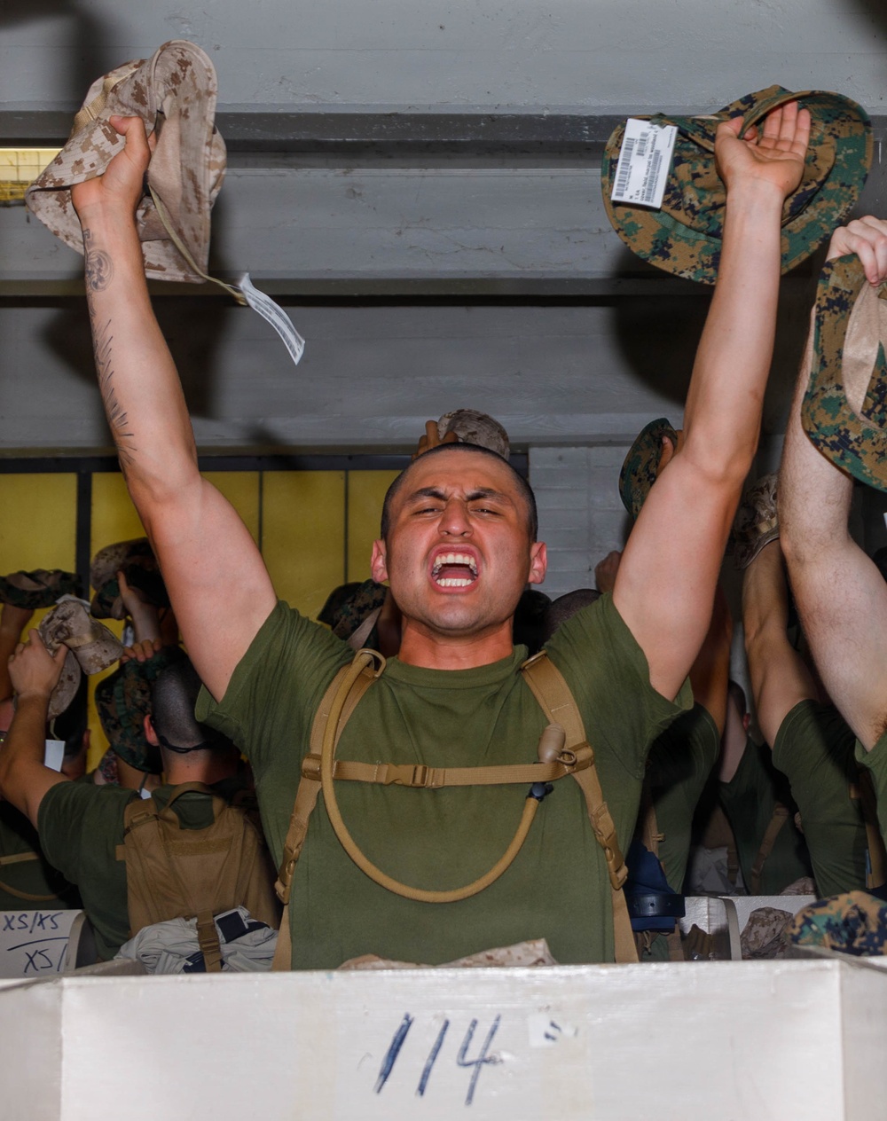 U.S. Marine Officer Candidates with OCS conduct Initial Uniform Issue