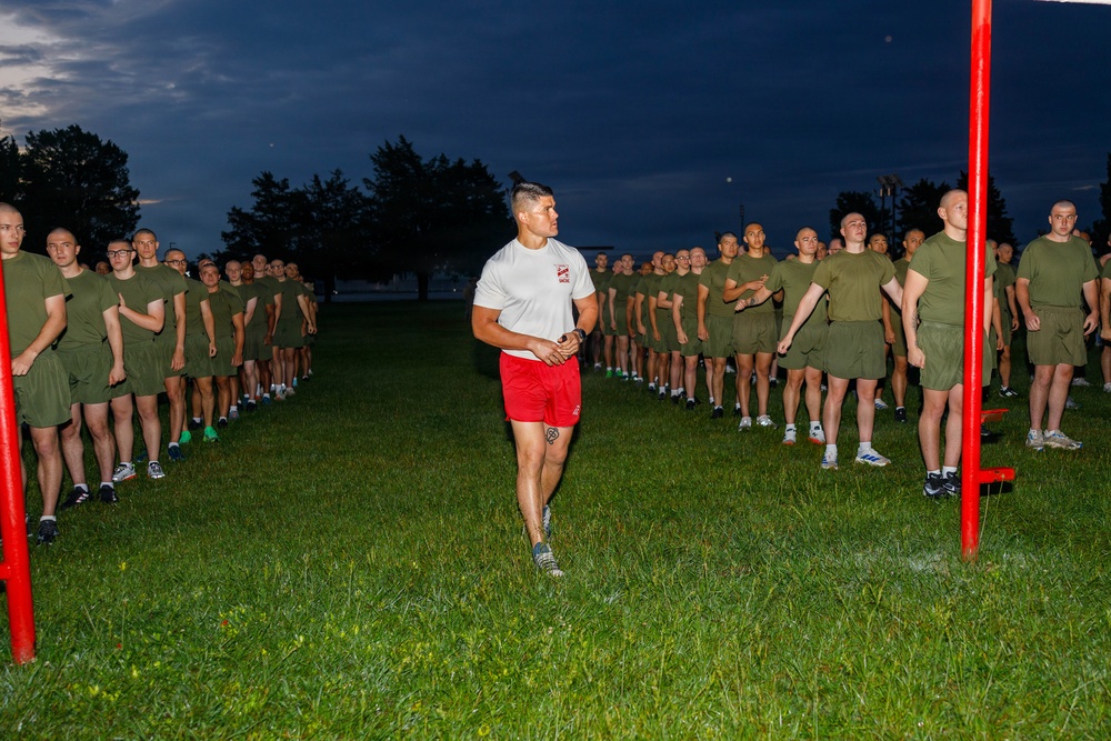 U.S. Marine Corps Officer Candidates with OCS conduct the Inventory PFT