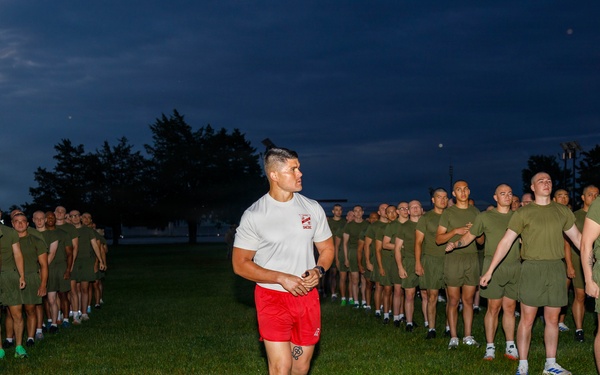 U.S. Marine Corps Officer Candidates with OCS conduct the Inventory PFT