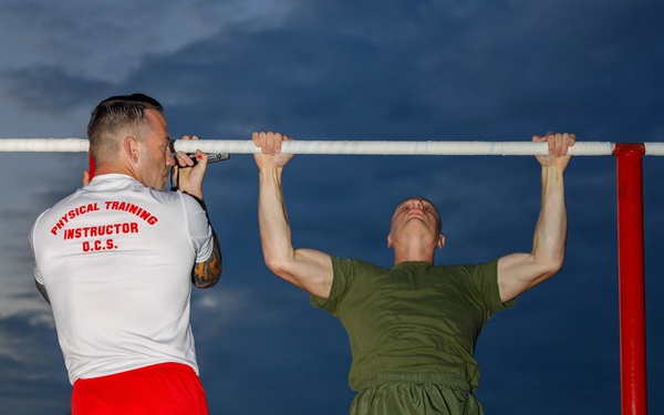 U.S. Marine Corps Officer Candidates with OCS conduct the Inventory PFT