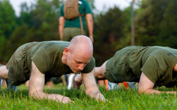 U.S. Marine Corps Officer Candidates with OCS conduct the Inventory PFT