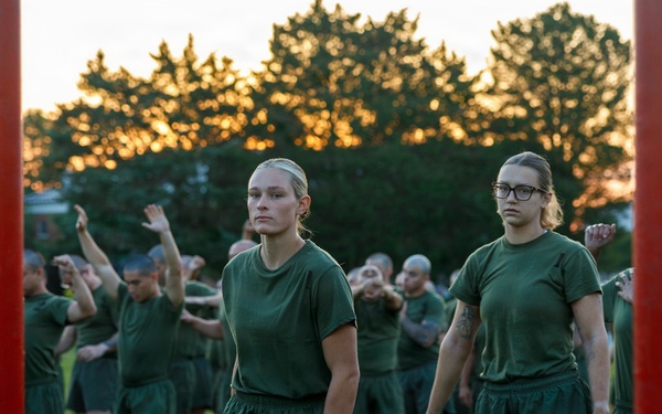 U.S. Marine Corps Officer Candidates with OCS conduct the Inventory PFT