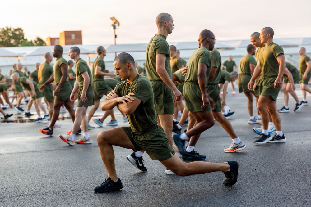 U.S. Marine Corps Officer Candidates with OCS conduct the Inventory PFT