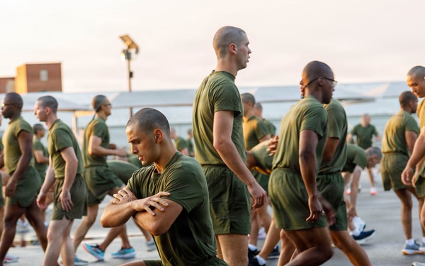 U.S. Marine Corps Officer Candidates with OCS conduct the Inventory PFT