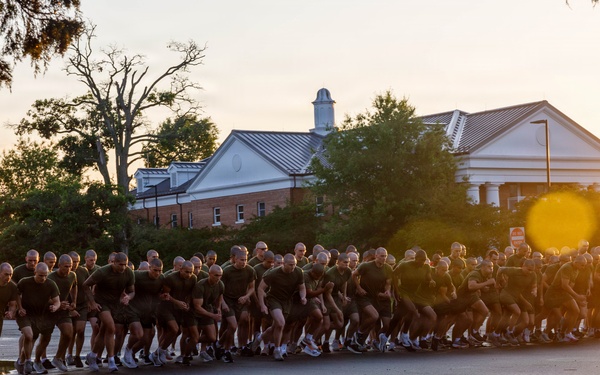 U.S. Marine Corps Officer Candidates with OCS conduct the Inventory PFT