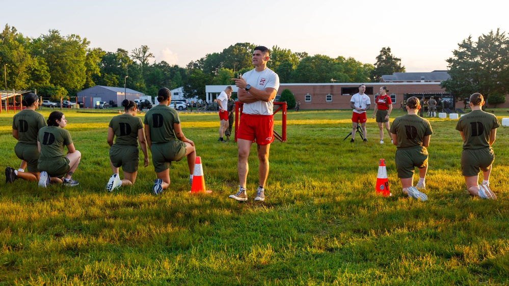U.S. Marine Corps Officer Candidates with OCS conduct the Inventory PFT