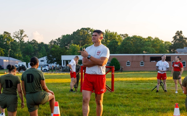 U.S. Marine Corps Officer Candidates with OCS conduct the Inventory PFT