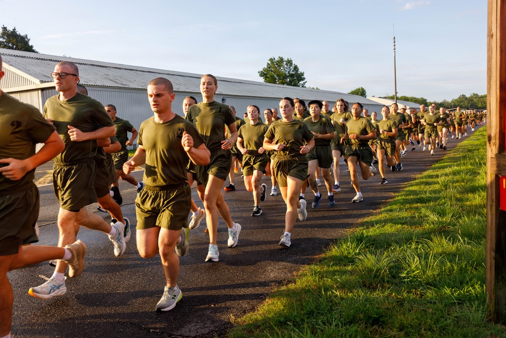 U.S. Marine Corps Officer Candidates with OCS conduct the Inventory PFT