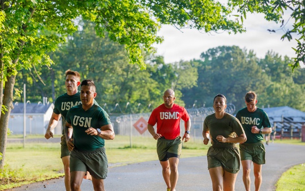 U.S. Marine Corps Officer Candidates with OCS conduct the Inventory PFT