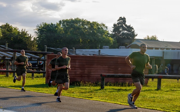 U.S. Marine Corps Officer Candidates with OCS conduct the Inventory PFT