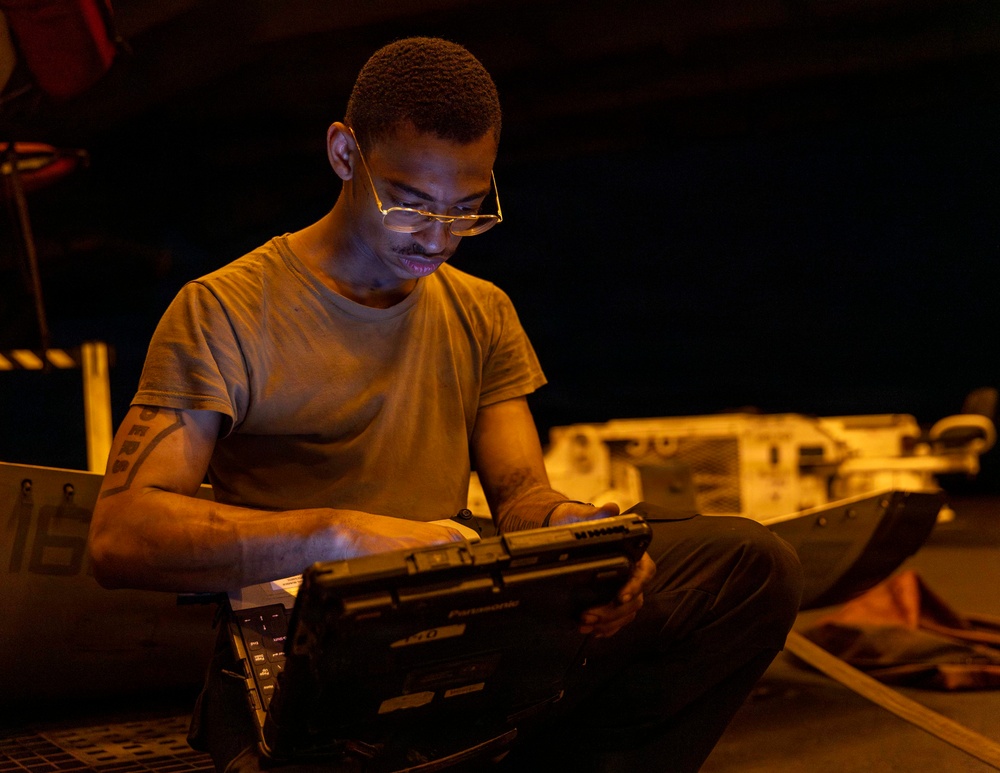 USS Abraham Lincoln Conducts Aircraft Maintenance
