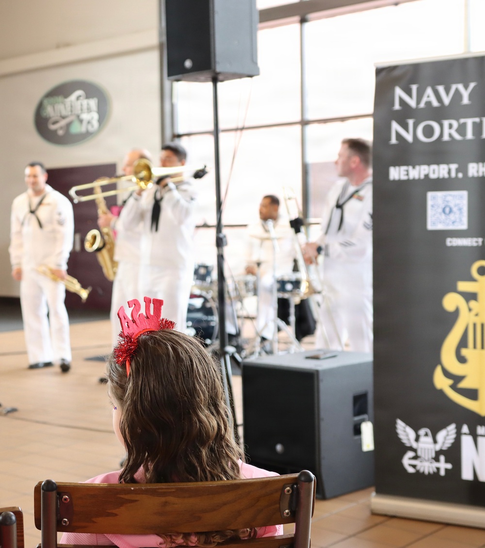 Navy Band Northeast’s Jack Tar Brass Band performs at Hershey Park Chocolate World during Harrisburg Navy Week.