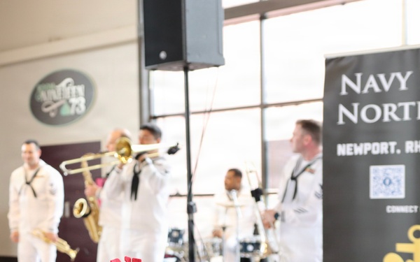 Navy Band Northeast’s Jack Tar Brass Band performs at Hershey Park Chocolate World during Harrisburg Navy Week.