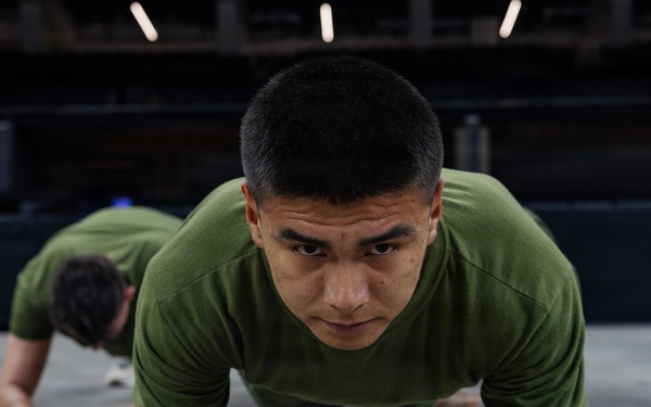U.S. Service Members participate in Physical Training at the Ceasars Superdome in New Orleans