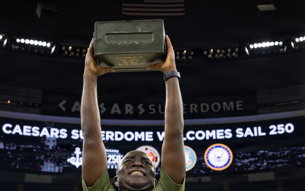 U.S. Service Members participate in Physical Training at the Ceasars Superdome in New Orleans