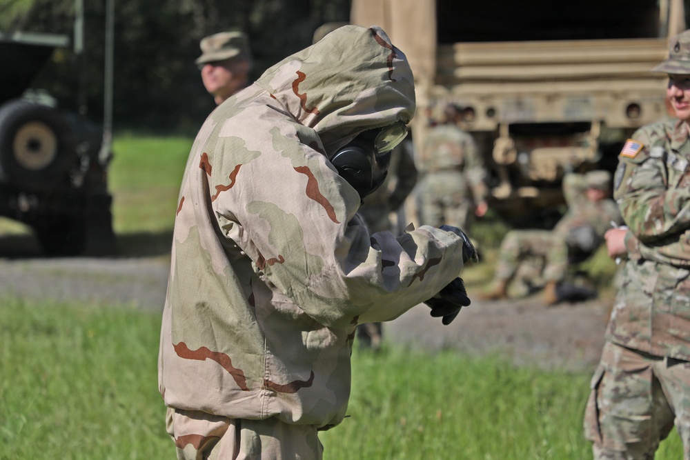 13th CSSB Soldiers Inhale Annual CBRN Training
