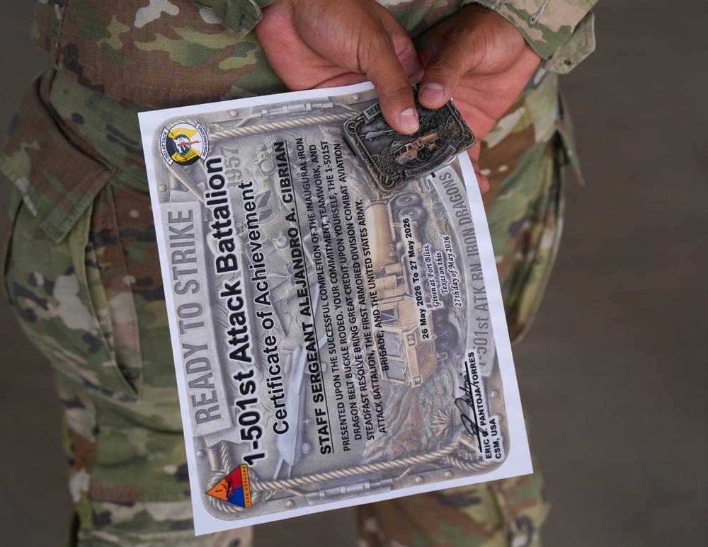 1‑501st Aviation Battalion holds belt buckle rodeo