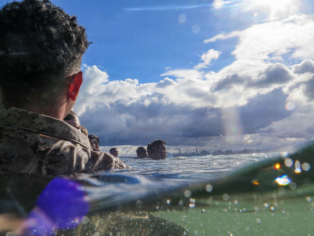 Marines with 2nd Bn., 5th Marines take swim assessment