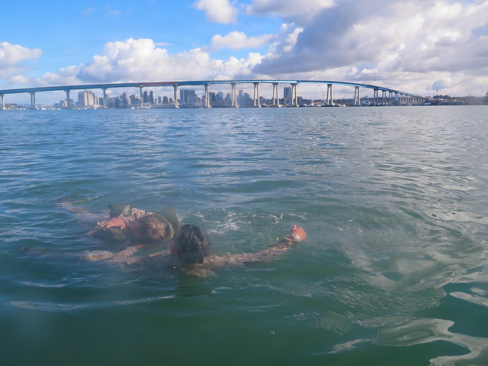 Marines with 2nd Bn., 5th Marines take swim assessment