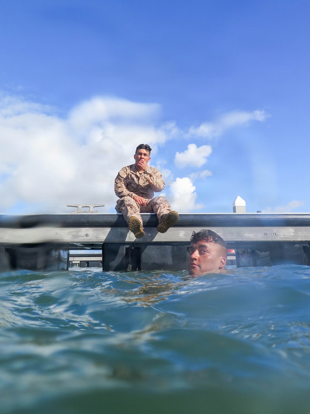 Marines with 2nd Bn., 5th Marines take swim assessment