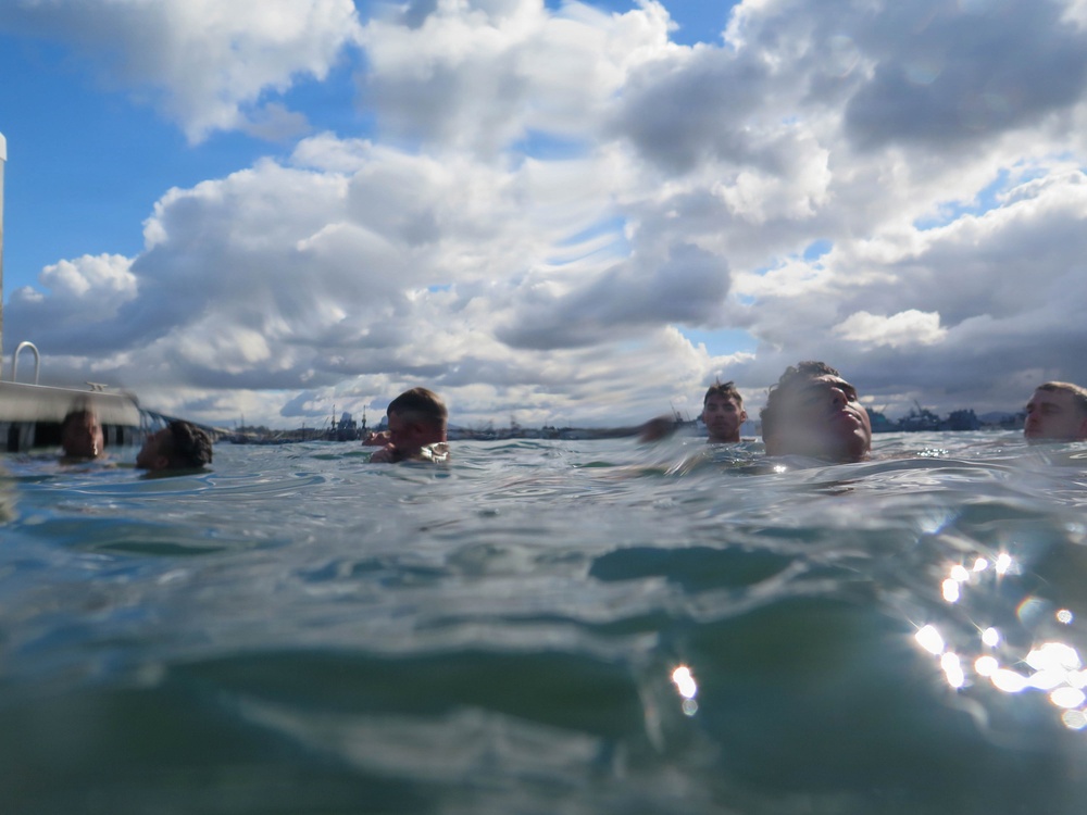 Marines with 2nd Bn., 5th Marines take swim assessment