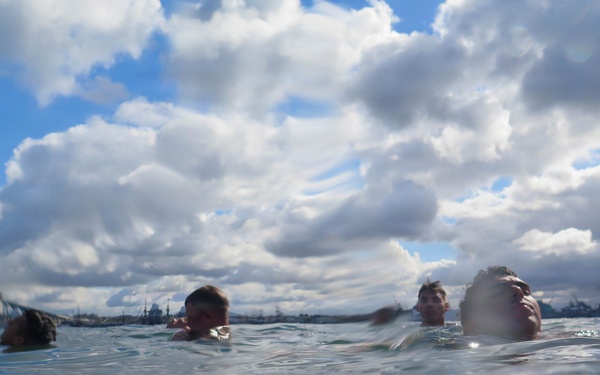 Marines with 2nd Bn., 5th Marines take swim assessment