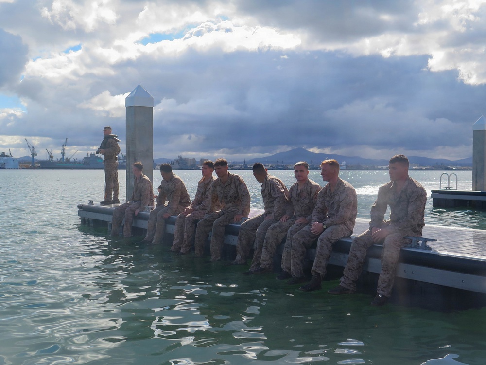 Marines with 2nd Bn., 5th Marines take swim assessment