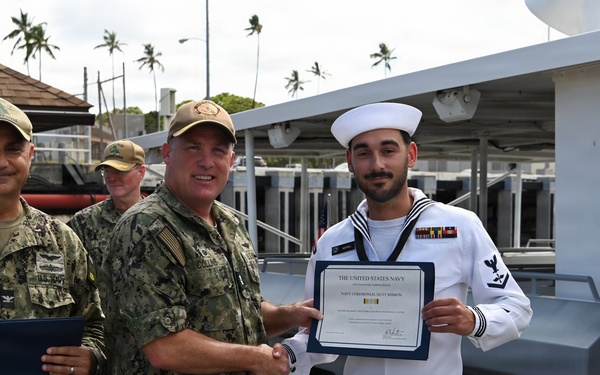 USS Arizona Boat Detachment Sailors Earn Navy Ceremonial Duty Ribbon