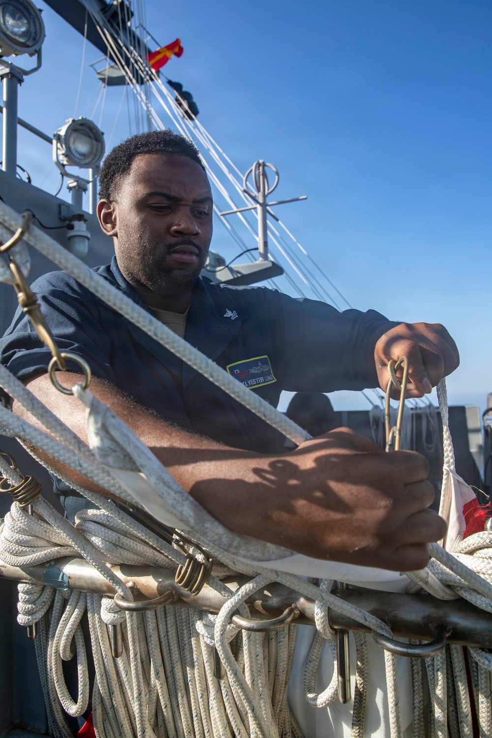 George Washington Navigation Sailor Raises Flags