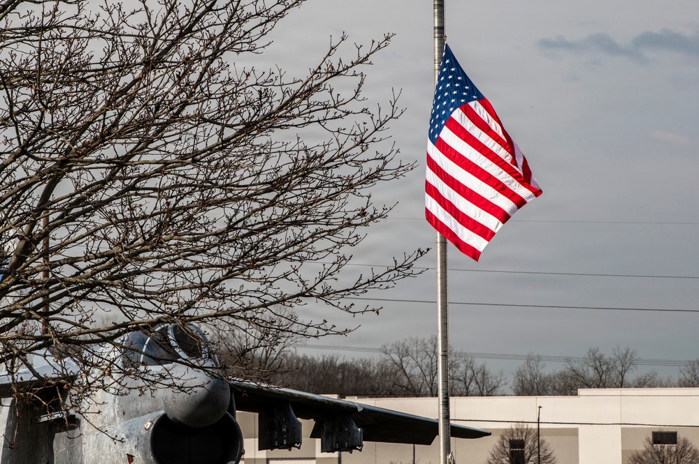 American flag at half-staff