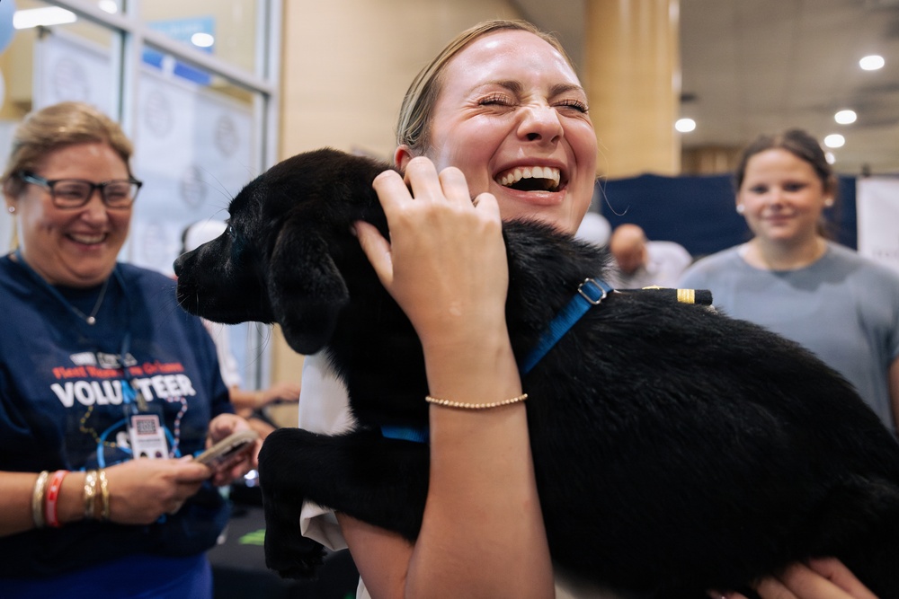 USO Hosts Dog and Paws Event at Julia Street Cruise Terminal during Sail 250