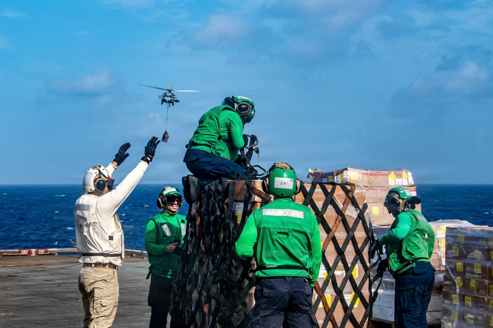 Nimitz Conducts a Vertical Replenishment at Sea