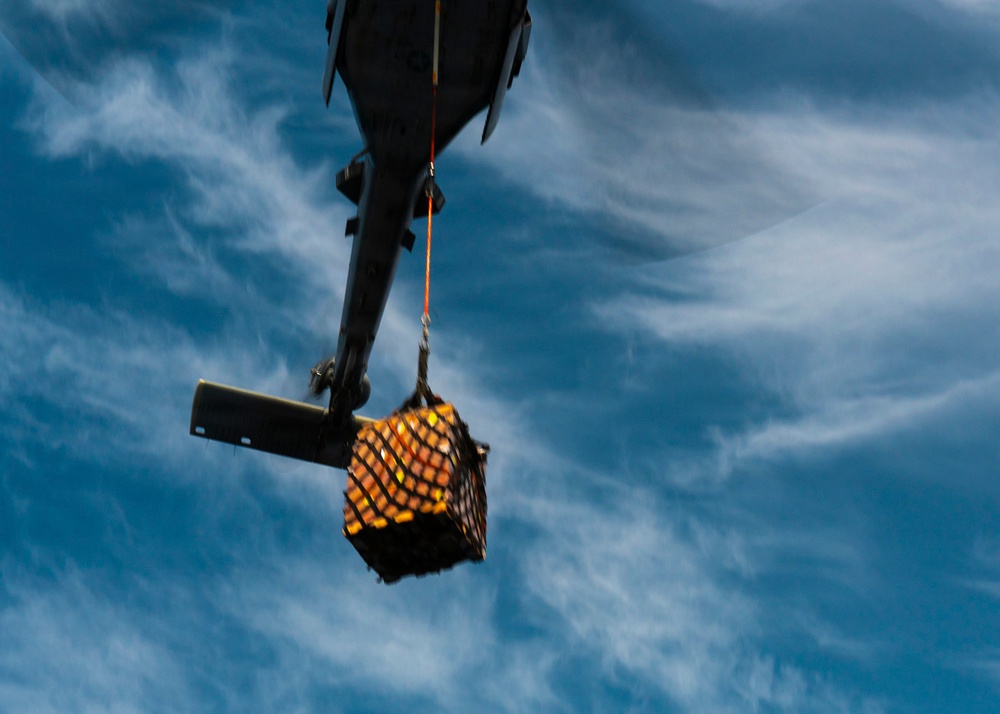 Nimitz Conducts a Vertical Replenishment at Sea