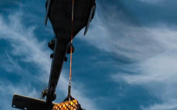 Nimitz Conducts a Vertical Replenishment at Sea