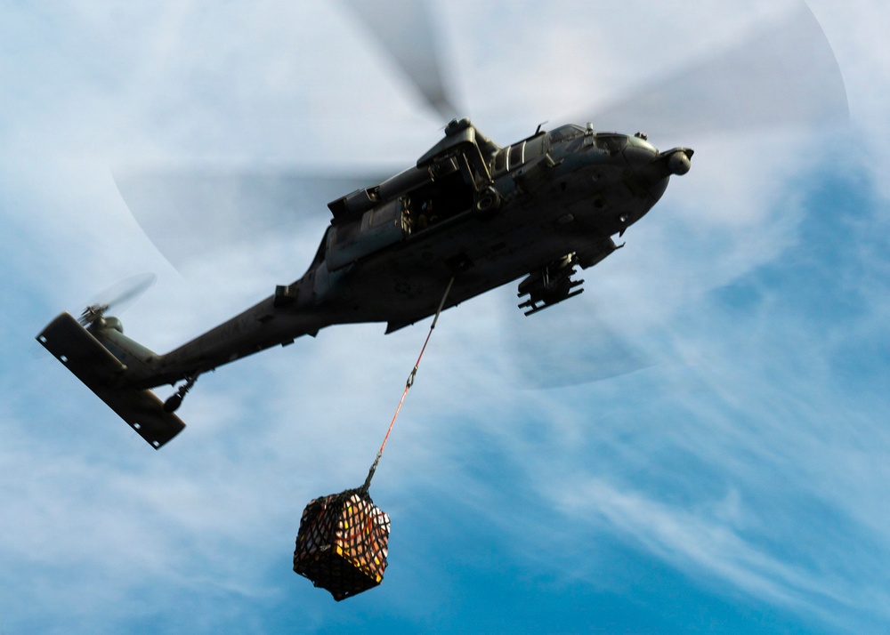 Nimitz Conducts a Vertical Replenishment at Sea