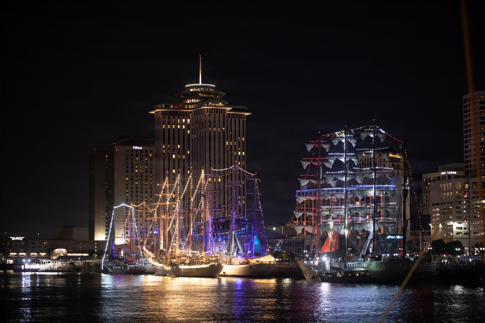Fireworks Show over the Mississippi River in Celebration of SAIL250