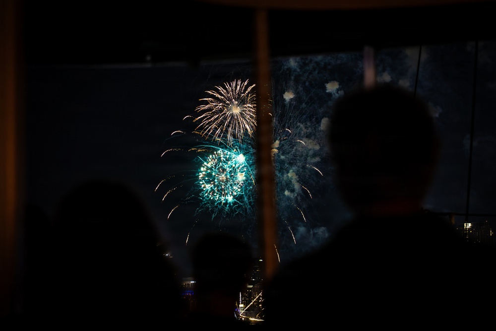 Fireworks Show over the Mississippi River in Celebration of SAIL250