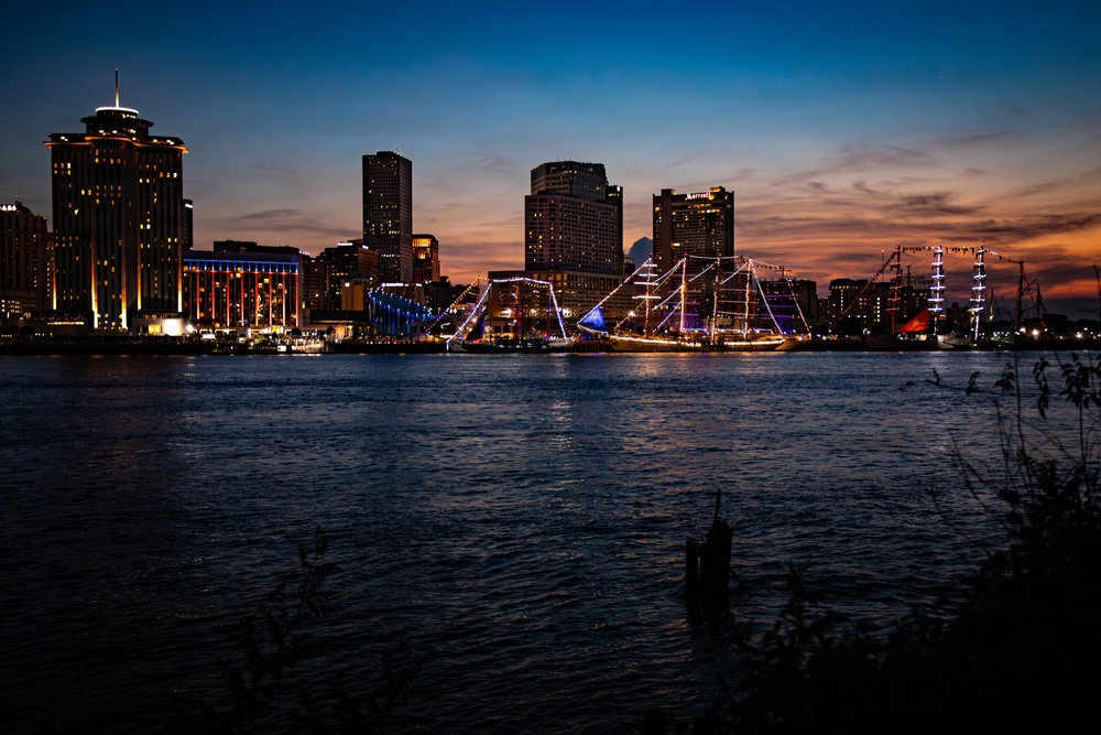 Fireworks Show over the Mississippi River in Celebration of SAIL250