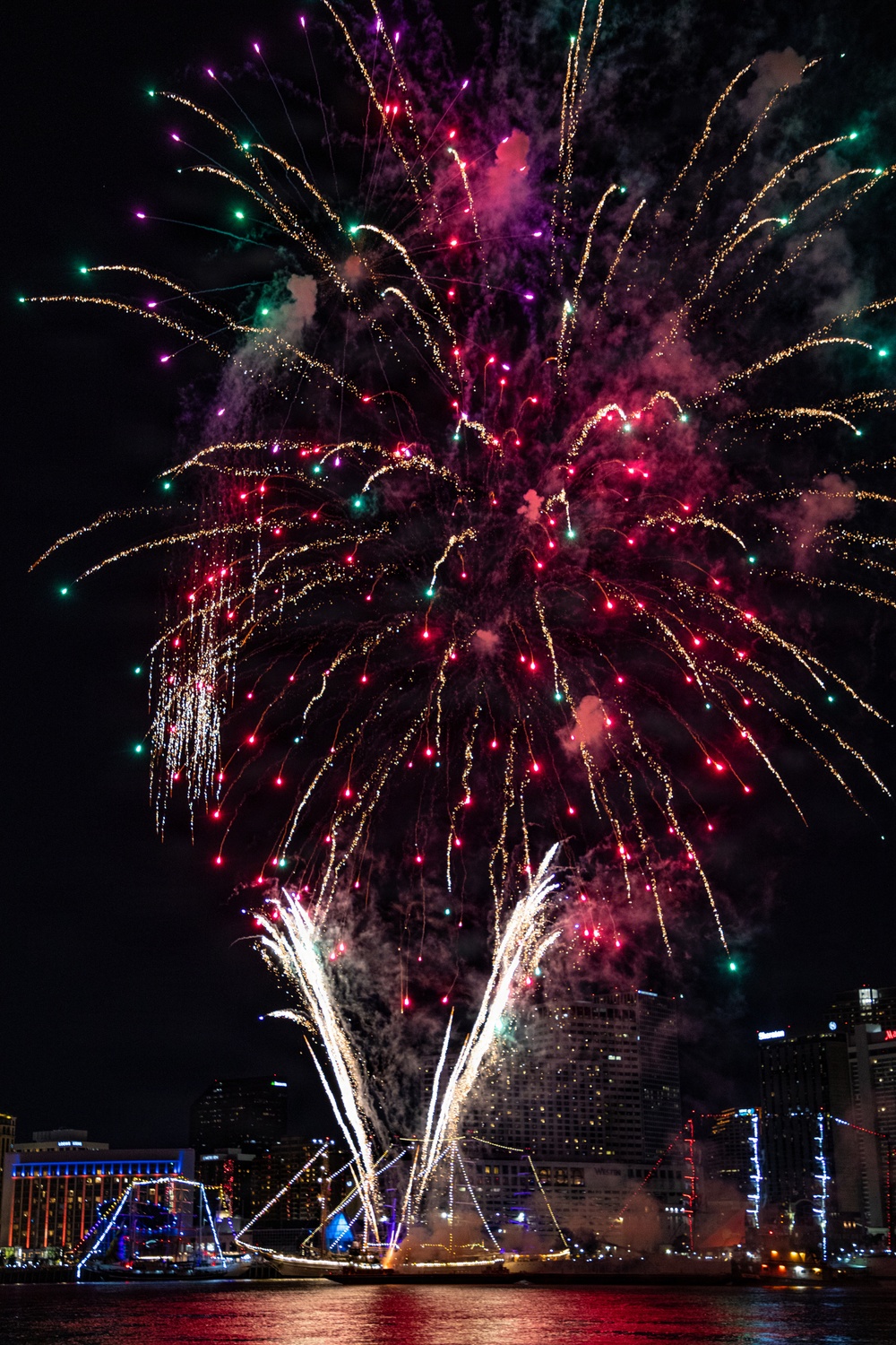 Fireworks Show over the Mississippi River in Celebration of SAIL250