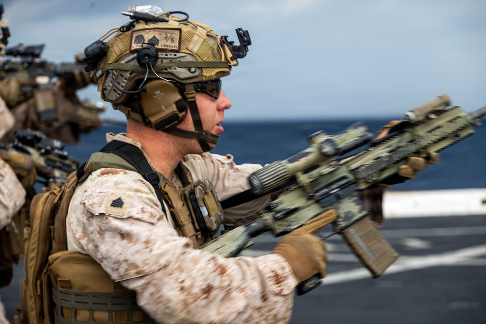 BLT 3/5 Marines Conduct Marksmanship Training Aboard USS Portland