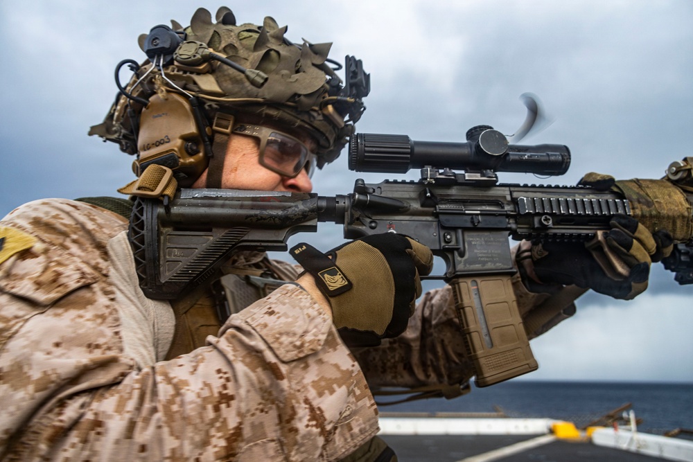 BLT 3/5 Marines Conduct Marksmanship Training Aboard USS Portland