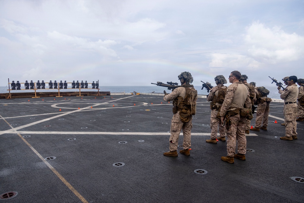 BLT 3/5 Marines Conduct Marksmanship Training Aboard USS Portland