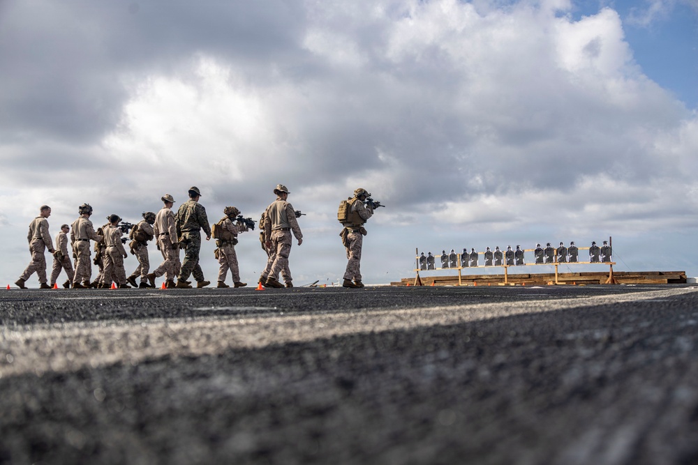 BLT 3/5 Marines Conduct Marksmanship Training Aboard USS Portland