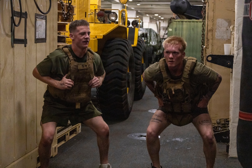 11th MEU Marines, Sailors Conduct Memorial Day PT Event Aboard USS Portland