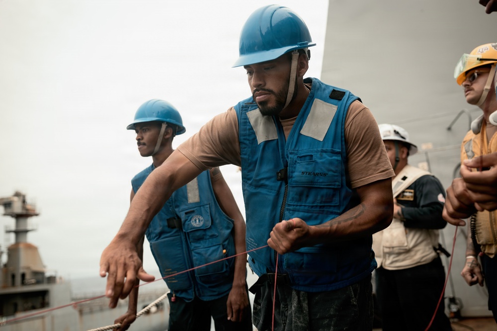11th MEU Marines, Sailors Replenish Supplies aboard USS Portland